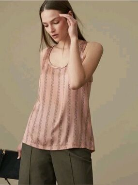 Reiss coral silk tank top medium Euc